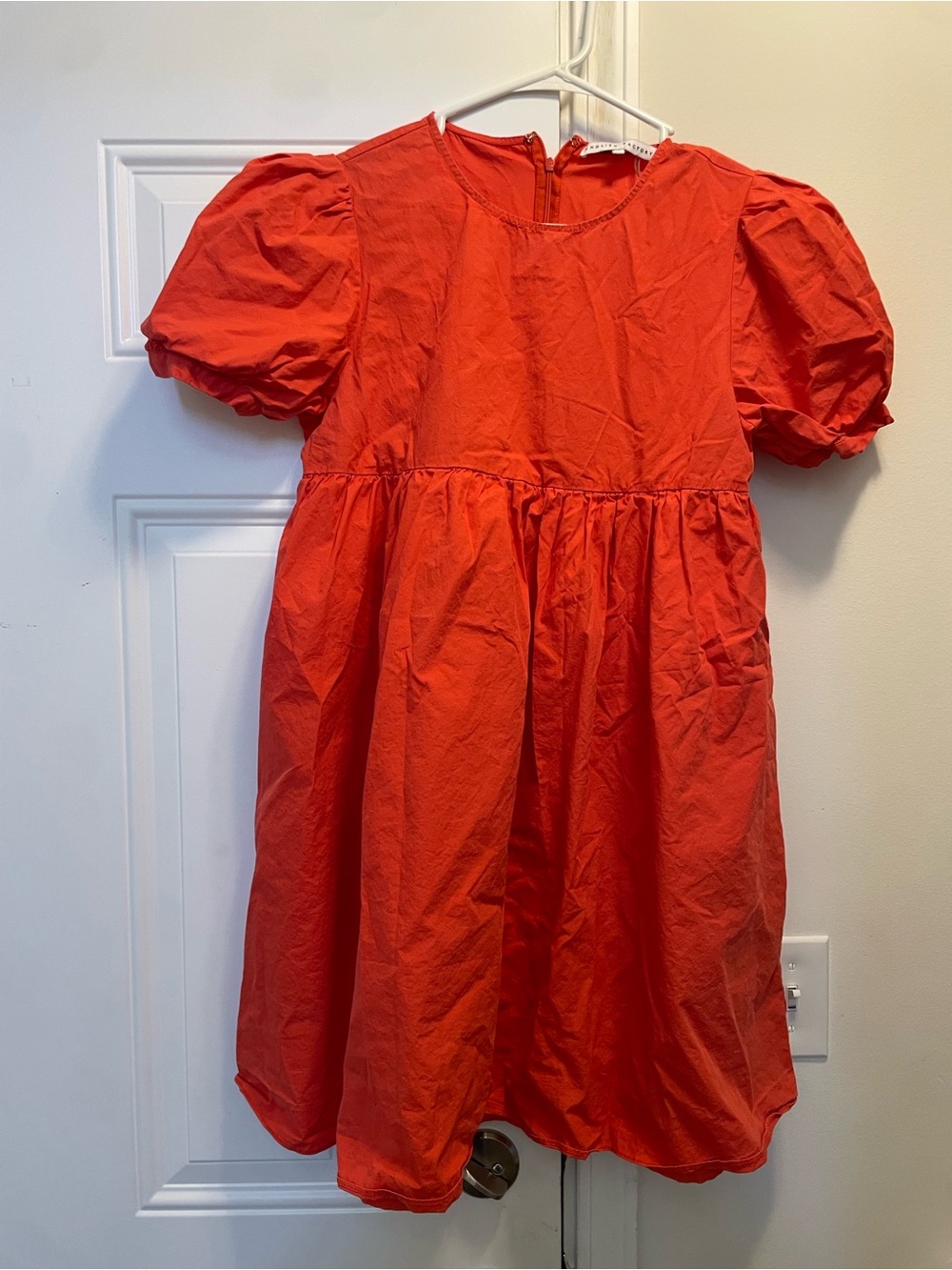 English Factory - Womens Red Puff Sleeve Babydoll Dress